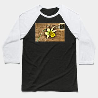 Daffodil on Vintage 1909 Postcard Baseball T-Shirt